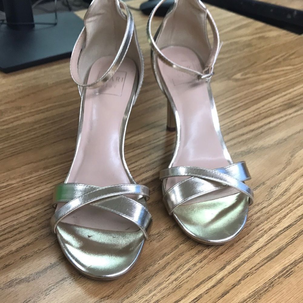 Kari blue super high gold heels in excellent condition